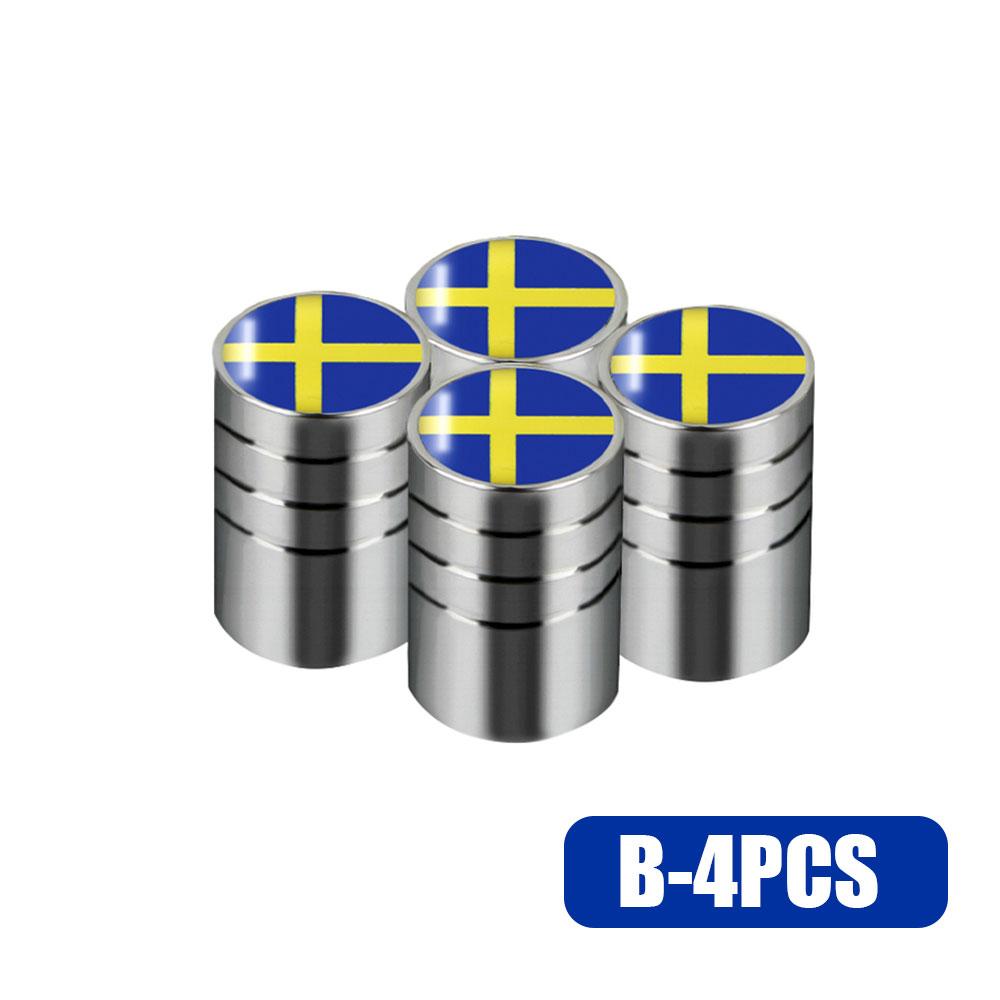 Lot de 4 bouchons de valves de pneus avec emblème du drapeau suédois pour voiture, accessoires de décoration pour Volvo V70 XC60 S60 V60 V40