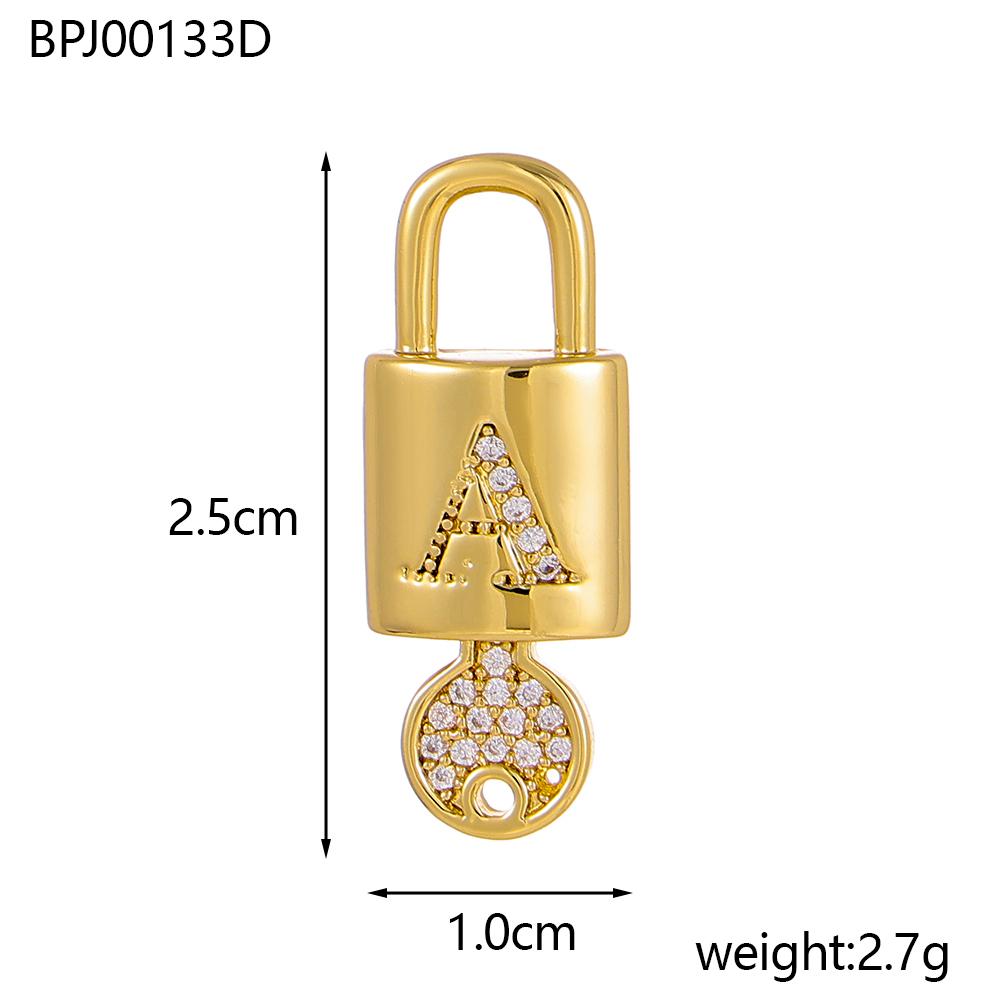 

CARLIDANA Dainty Lock with Key Charm in 14K Gold Plated Letter Charm Zircon Heart Love Accessories for Earring Bracelet Necklace