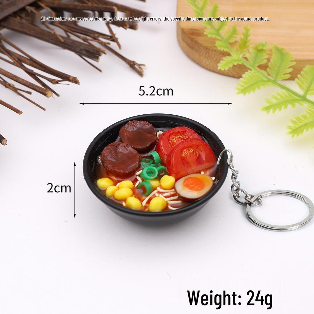 Mini Japanese Ramen Bowl Pendant - Creative Food Model Toy with Seafood Noodles