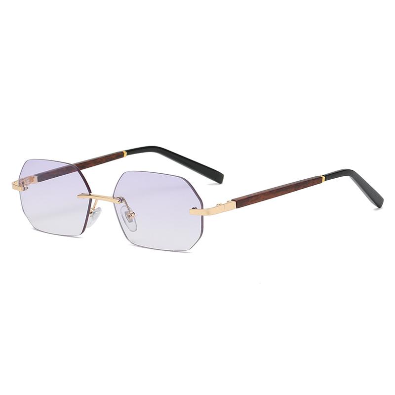 

Vintage Square Sunglasses Women Retro Brand Rimless Polygon Wooden Frame Sun Glasses Female Gradient Shades Oculos De Sol show as picture фиолетовый
