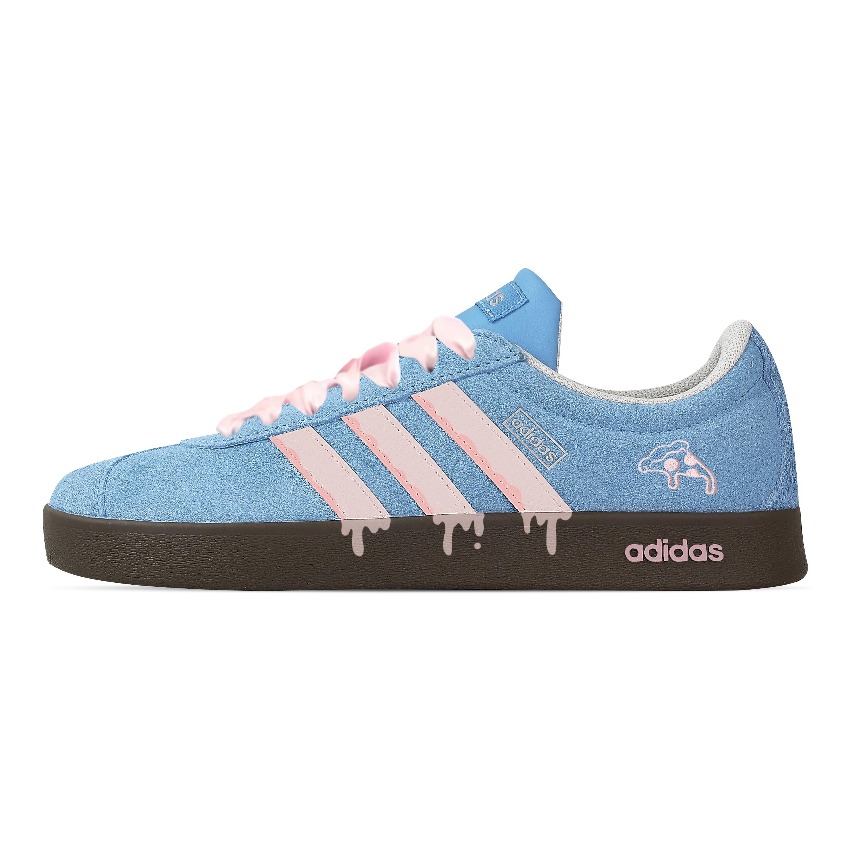 Adidas VL COURT 2.0 Low top German Army Trainers Unisex Blue Pink JI0496(Team529-) 40