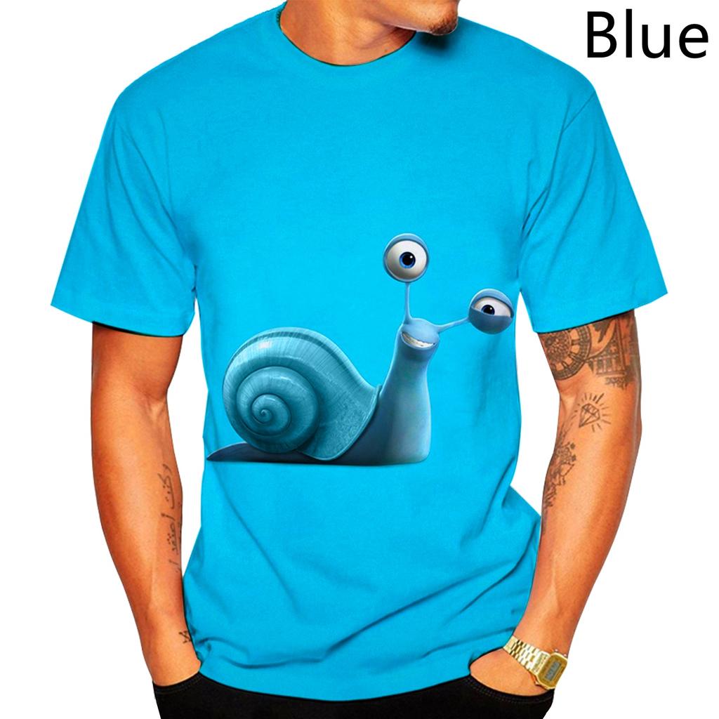 Letnie T-shirty męskie z okrągłym dekoltem, z zabawnym wzorem ślimaka 3D, modne, casualowe, z krótkim rękawem