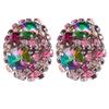 Elegant Round Crystal Ear Clips Colorful Rhinestone Earrings Stylish Non Pierced Ear Rings for Women Christmas Gift