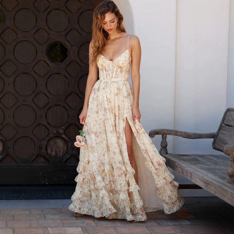 Beautiful and Unique Suspender Dress for Seaside Vacation, Super Stylish and Elegant, Waist-Cinching Long Dress for Women, New Summer Style
