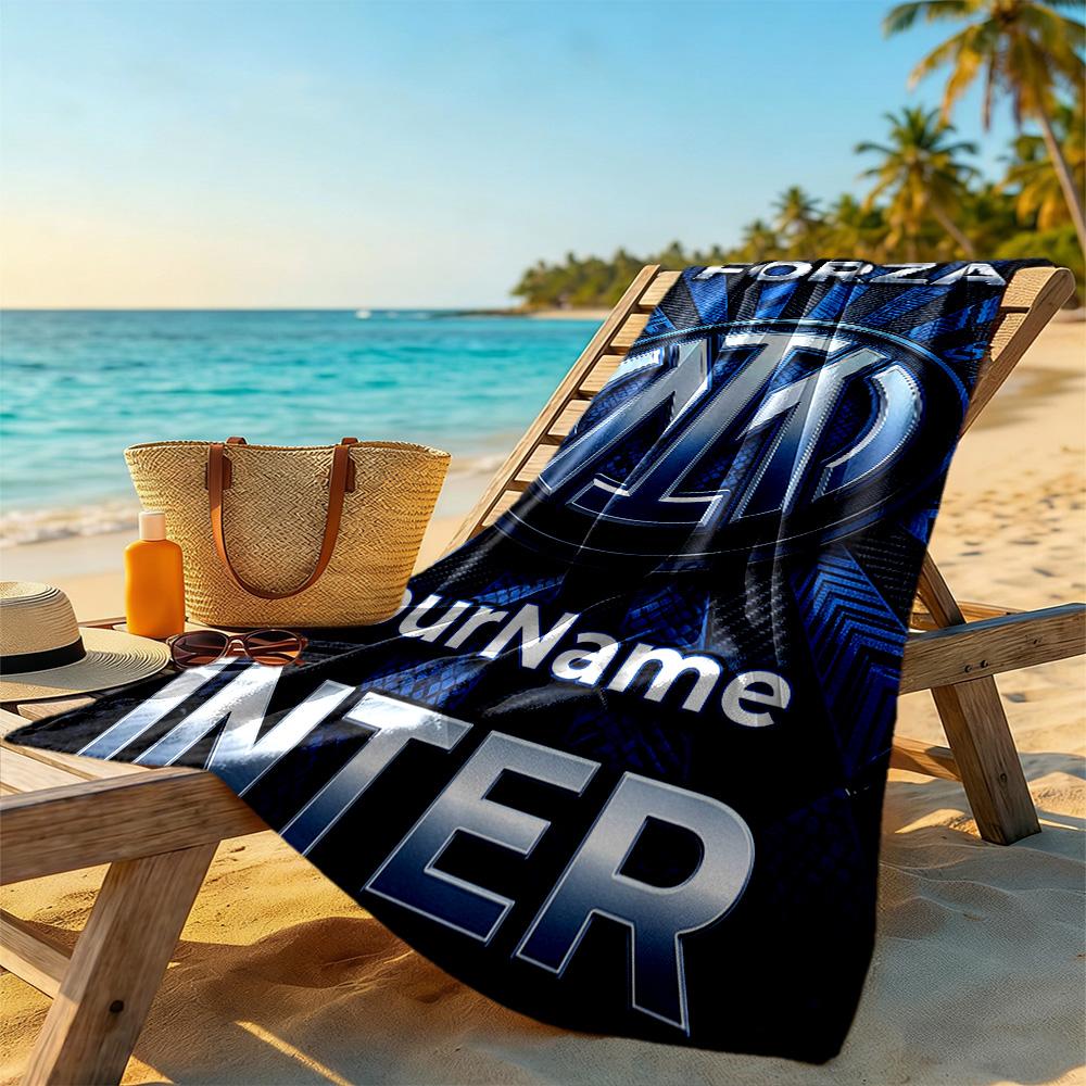 Inter Milan Customize Text Beach Towel Super Soft & Absorbent Suitable for Sports Travel Swimming Yoga Bathroom Beach And Pool