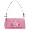 Hazel Logo Metal Leather Shoulder Bag Medium Pink Women Shoulder Bag 4202008SU-L001O-G406