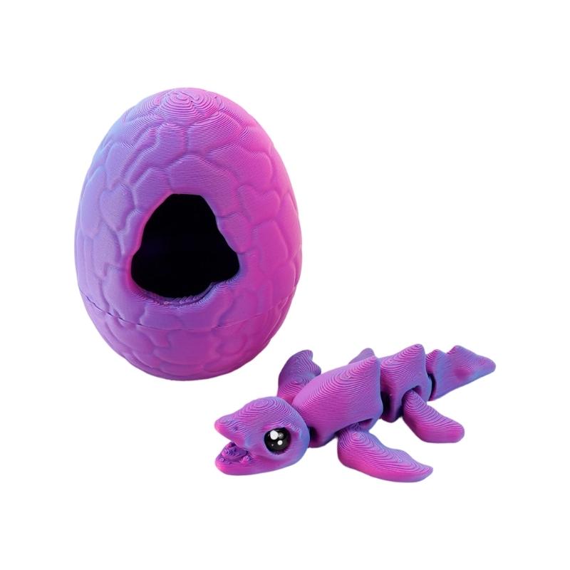 Funny 3D Printed Hatching Dinosaur and Eggs Model With Movable Parts Colorful Miniature Dragon Statue Ornaments Gift