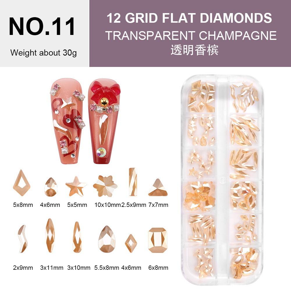 Electroplated Flat-Bottomed Nail Art Jewelry Glass Special-Shaped Rhinestone Set Nail Decoration Diy Jewelry Accessories