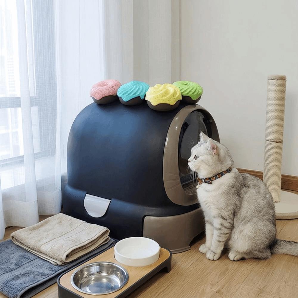 4pcs Donut Shaped Pet Deodorizer Light Fragrance Litter Box Odor Remover Pet Travel Carrier