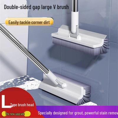 Long Handle Stiff Bristle Brush for Toilet, Bathroom, Floor & Wall Cleaning - No Dead Corners