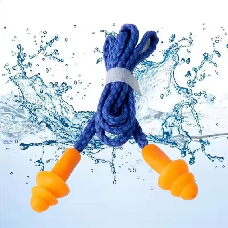 Corded Ear Plugs Reusable Silicone Earplugs with String Banded Earbuds for Sleeping Studying Swimming Noise Cancelling Eartips