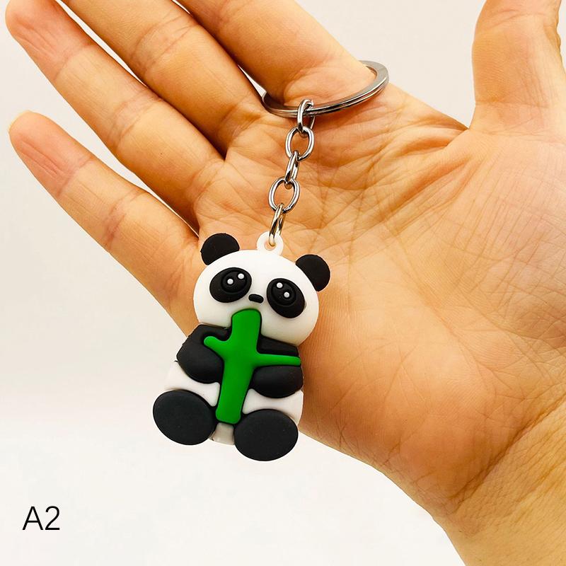 Cute Anime Panda Keychain For Women Men  Bag Pendant Accessories Kawaii Car Key Chain Couple Kids Christmas Gift