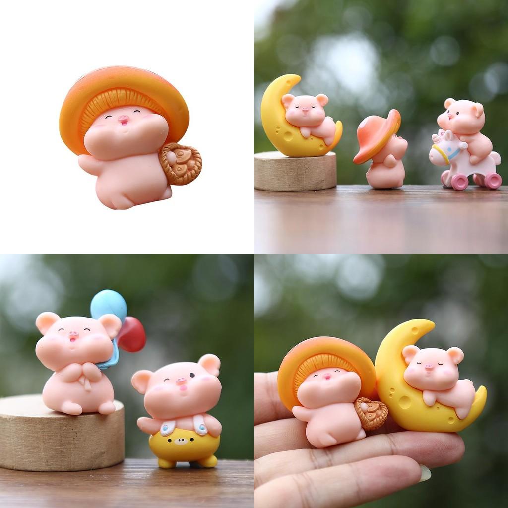 Moon Pig Pvc Animal Model Toy Creative Micro Landscape Miniature Desktop Display