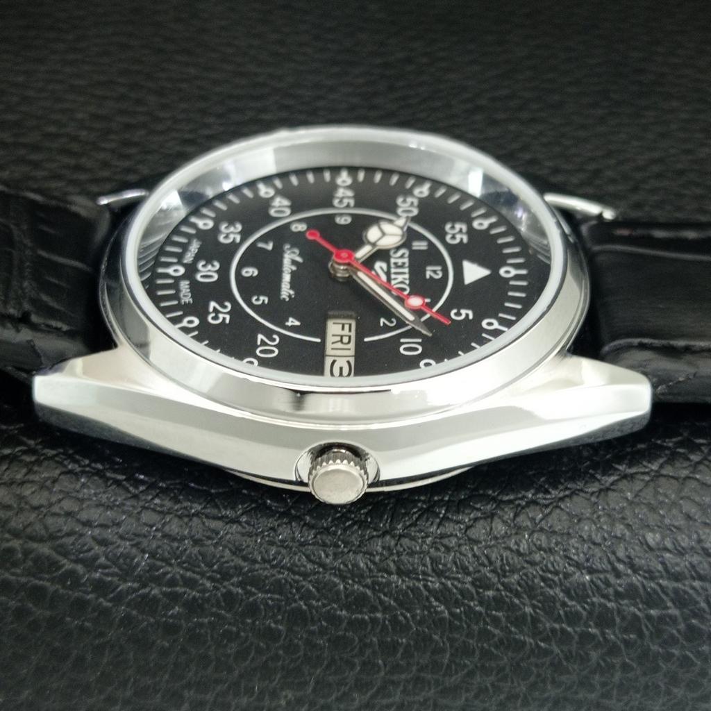 REFURBISHED SEIKO 5 AUTOMATIC 6309A VINTAGE JAPAN MENS BLACK WATCH A442263-1