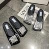 Fashion 2025 Spring New Shallow Mouth Women's Slippers Spring Flat Rhinestones with Skirt Flat Shallow Mouth Women's Slippers