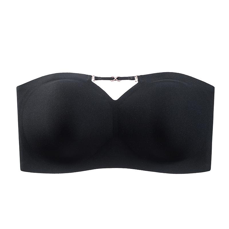 Strapless gathering non-slip summer thin small chest wrapped chest without steel ring closed breast seamless tube top bra