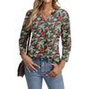 Women's Casual Fashionable Sexy Comfortable V-Neck Christmas Three-Quarter Sleeve Top