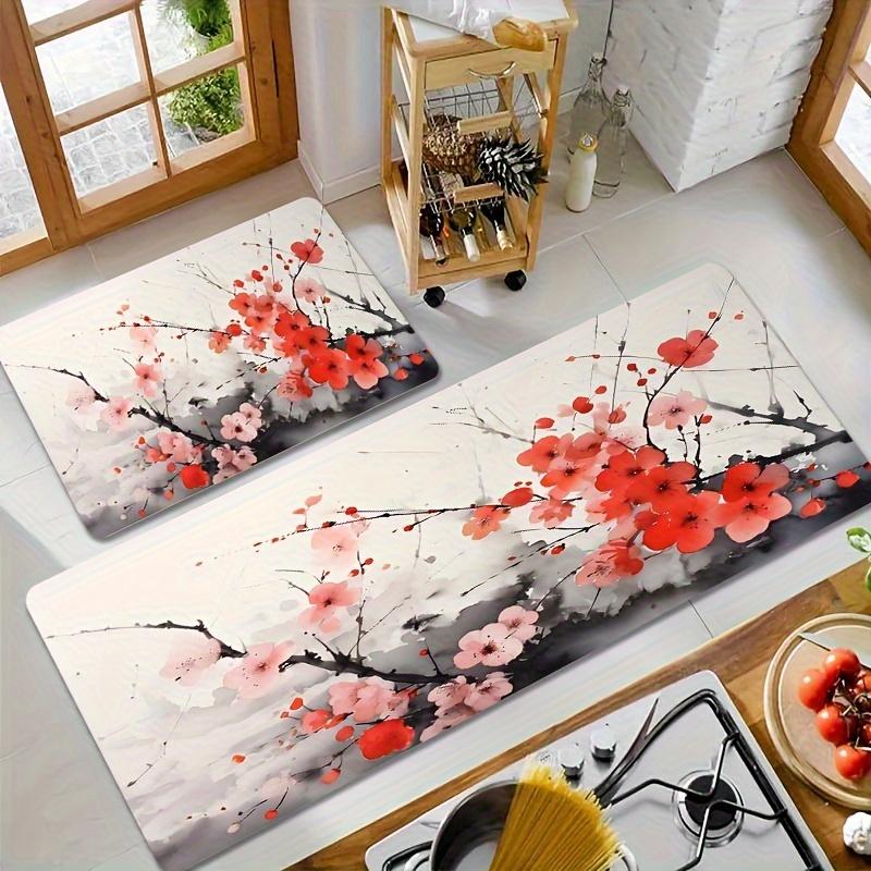 1 ks Podlahová rohož se vzorem čínského inkoustu Moderní kuchyňský polyesterový koberec Protiskluzový Barevný Vnitřní koberec, Pro domácí Koupelnu Ložnici Obývací pokoj Dekor