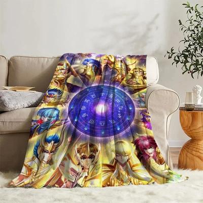 Cartoon Blanket Saint Seiya Sofa Camp Nap Bedspread Soft Bicycle Blanket Fleece Home Textile Birthday Gift Blanket Bedroom Decor