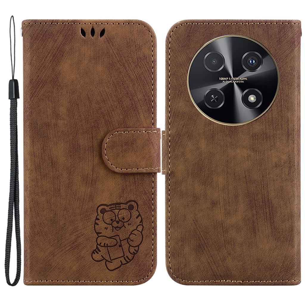 For Huawei Nova 12i 4G Leather Wallet Case Cute Tiger Imprint Phone Cover