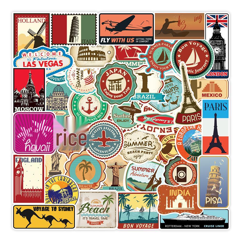 100-Piece Travel Map Graffiti Stickers for Suitcase, Phone, Car, and Skateboard