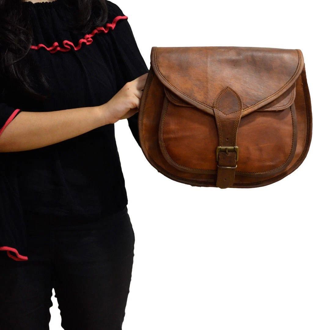 

Hobo Purse Women Vintage Brown Leather Messenger Cross Body Bag Handmade 13 x 10 x 4 in