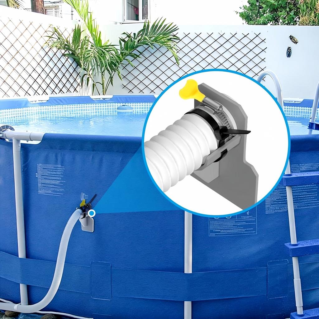 Blue 3-Piece Swimming Pool Hose Support Bracket Set, Pipe Holder for Above Ground
