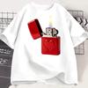 Heart Lighter Print Women T Shirt Retro Graphic Tee Casual Short Sleeve O Neck Loose Aesthetic Summer Streetwear Top Tops