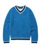 THEVINYLHOUSE Shaggy V Neck Sweater Blue