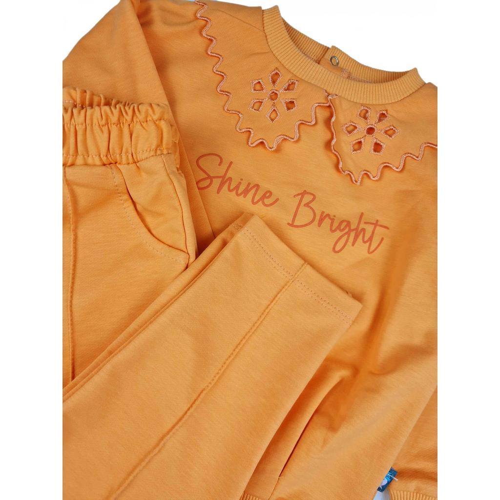 Costum cu broderie din dantelă cu guler sezonier pentru fete Shine Bright