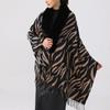 Fur Collar Cashmere Shawl Scarf For Woman Warm Tassel Zebra Printed Shawls Fashion Long Wraps Thicken Pashmina Foulard Scarves