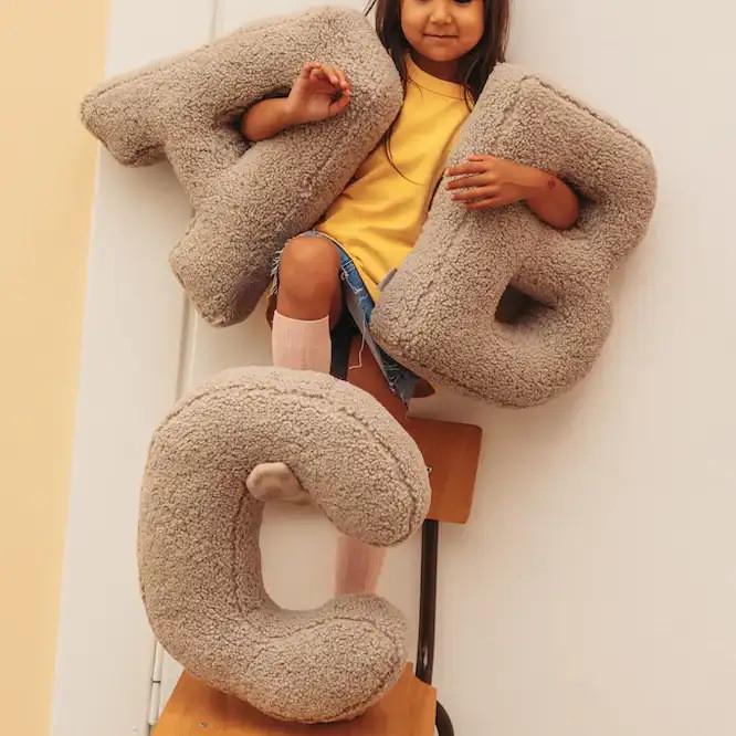 Plush Abc Alphabet Pillow For Children With Sheep Wool Fabric And Soft Support