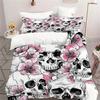 Pink Floral Skull Print Duvet Cover Set - Includes 1 Duvet Covers Set and 2 Pillowcases, Zip Closure, Perfect for Bedroom