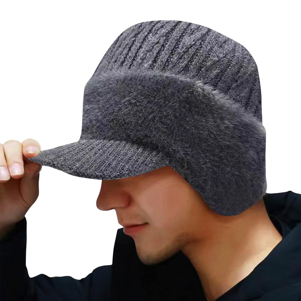 Herren Strickmütze für Outdoor-Radfahren, warm und winddicht mit Samt