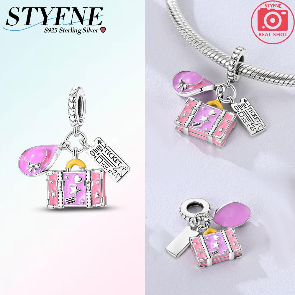 

Charms Plata Pink Hat, Suitcase, Air Ticket, Pendants Fit Original Bracelets Charms For Women Jewelry Diy Making Gifts