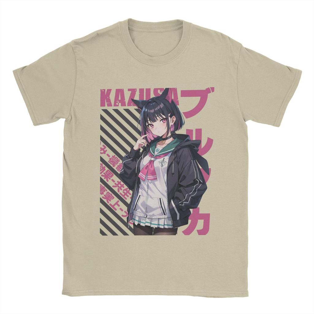 Blue Archive Kyouyama Kazusa Men T Shirts Anime Funny Tee Shirt Short Sleeve Round Neck T-Shirt Pure Cotton Printing Tops