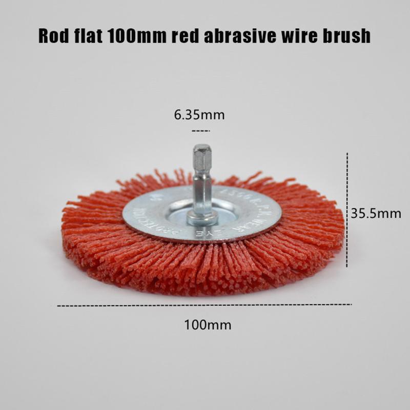 For Drill Rotary Tool Remove Rust/Corrosion/Paint Nylon Abrasive Brush Grit 80/120/180/240 Flat Abrasive Wheel Brush 1/4" Shank
