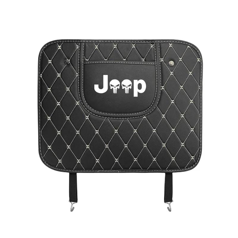 For Jeep Car Leather Seatback Protective Cover Seat Anti-Kick Pad For Jeep Grand Cherokee Wrangler JK Gladiator Compass Reneg