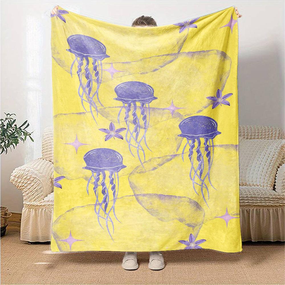 Meeresfisch Qualle Muschel Druck Flanell Decke Hohe Qualität Warm Bequem Decke für Alle Jahreszeiten Perfekt für Geschenke Heimdeko