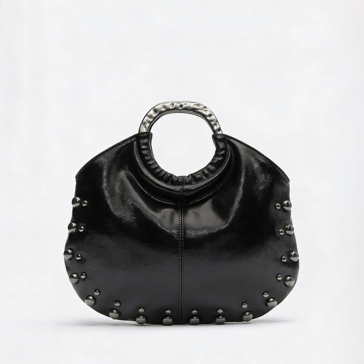 

Fashi Rivet Women Shoulder Bags Designer Halfmo Lady Handbags Luxury Pu Leather Chains Crossbody Bag Trend Underarm Bag 2026 чёрный