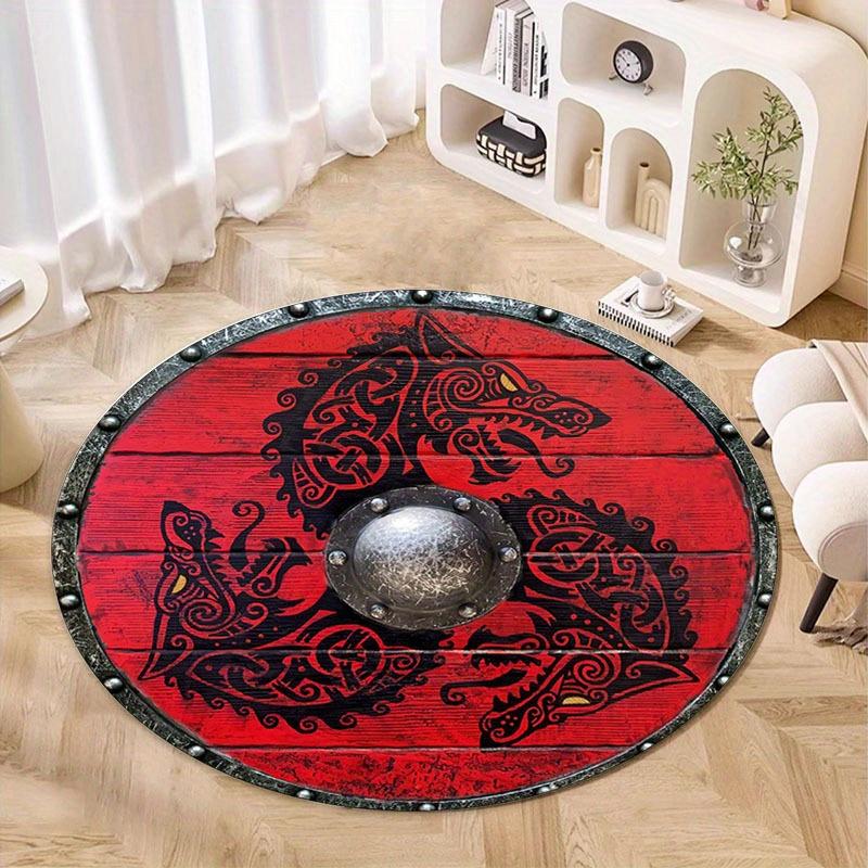 

Viking Dragon Pattern Round Area Rug, Non Slip Decorative Floor Mat for Living Room Bedroom Yoga Balcony and Travel Home Decor Diameter 60cm