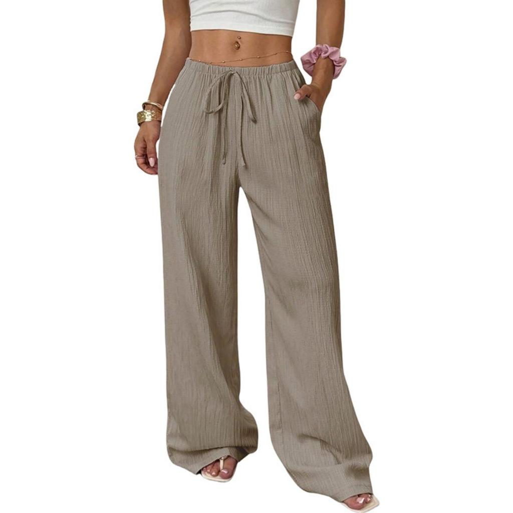 Fashion Women's Versatile Drawstring Casual Solid Color Pleated Wide-leg Pants For Women