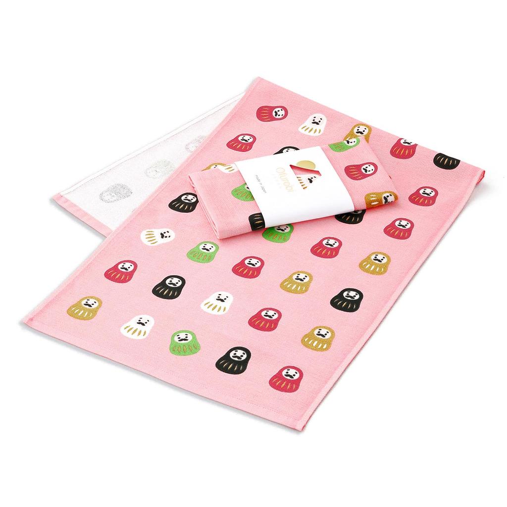 Towel Museum Ofurobi Tenugui Made in ga ga 34 x 90 (Towel Museum) Towel, Japan, "Daruma-san Koronda" (Daruma-san Koronda) Design, Pink, 100% Cotton,