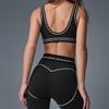 Alo Yoga Damen Farbkombination Sportanzug: Hautnahes Gefühl, Po-Hebend, Dreipunkt-Shorts für Laufen und Fitness