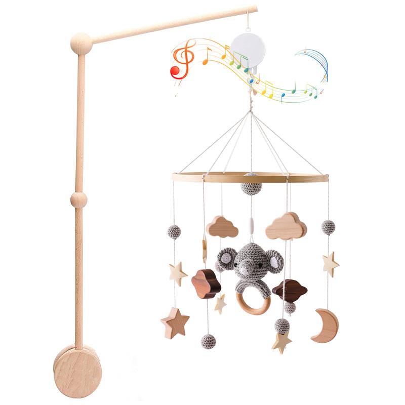 3Pcset Baby Wooden Bed Bell Bracket Mobile Hanging Rattles Toy Hanger Baby Crib Mobile Bed Bell Wood Toy Holder Arm Bracket