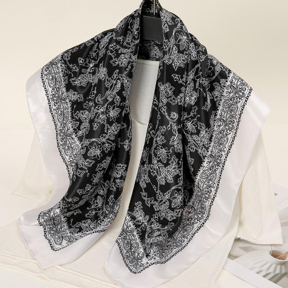 Printed Square Scarf Line Foulard Headband Silk Scarf New Hair Wrap  Women