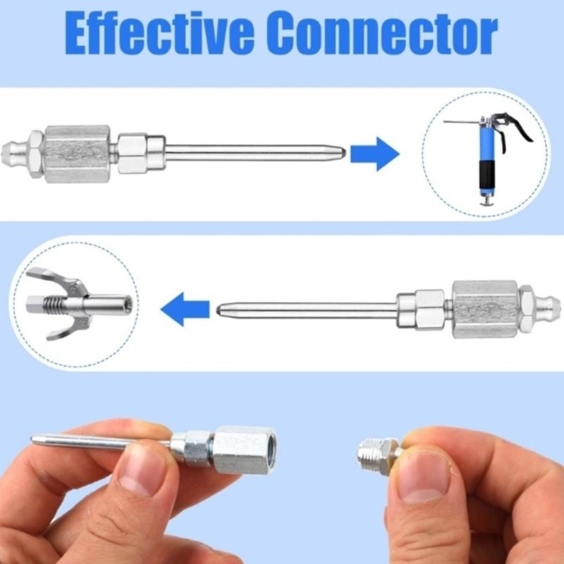 Accuracy Grease Dispenser Kit Strong Steel Nozzles Needle Adapters Couplers For Accurate Grease Control In Confined Areas