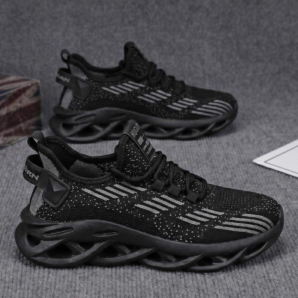 Men Flyknit Mesh Chunky Sneakers Breathable Lightweight Casual Walking Sports Shoes Non Slip Soft Sole Sizes 39-44 Daily Wear