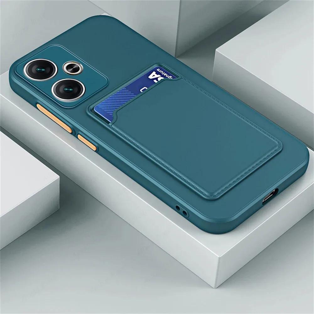 Silicone Card Wallet Case for Xiaomi Redmi 13 4G 13C 12C 12 10C 10A 9C 9A Soft Shockproof Card Slot Soft Bumper Back Full Protection Cover