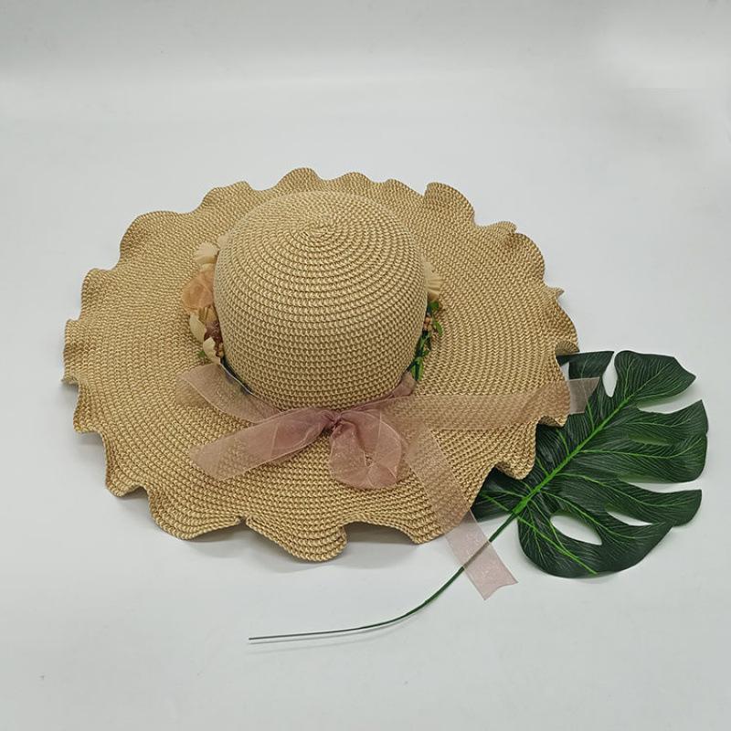 Koreańska wersja składany plażowy nowy kapelusz z szerokim rondem damski letni wszechstronny słomkowy pleciony letni ochrona przeciwsłoneczna cień kapelusz słomkowy dla rodziców i dzieci